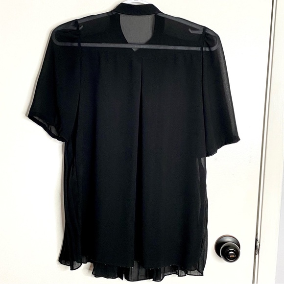 Elegant Black Sheer Blouse Size US M 100% Polyester - Picture 3 of 10
